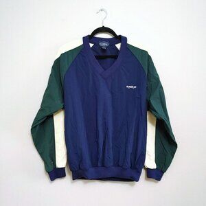 Vintage Eagle Golf Nylon V Neck Pullover Shirt Jacket Size Small Blue Green Long